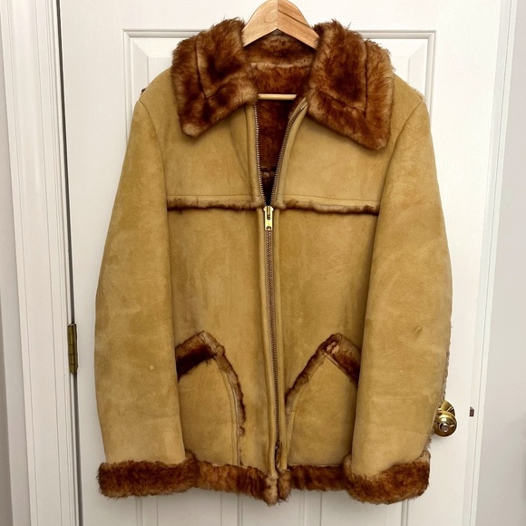 Pristine Vintage Stratojac Sheepskin Shearling Leather Jacket Sz 40 - Picture 3 of 16